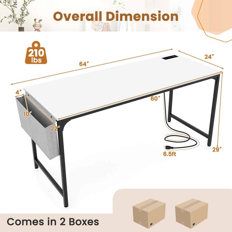 Costway Set of 2/4/6 Meeting Room Desk with Charging Station &