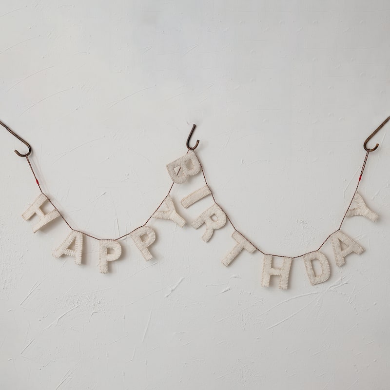 Decorative Felt "Happy Birthday" Banner - 5.0"L x 0.5"W x 78.0"H - 5.0"L x 0.5"W x 78.0"H