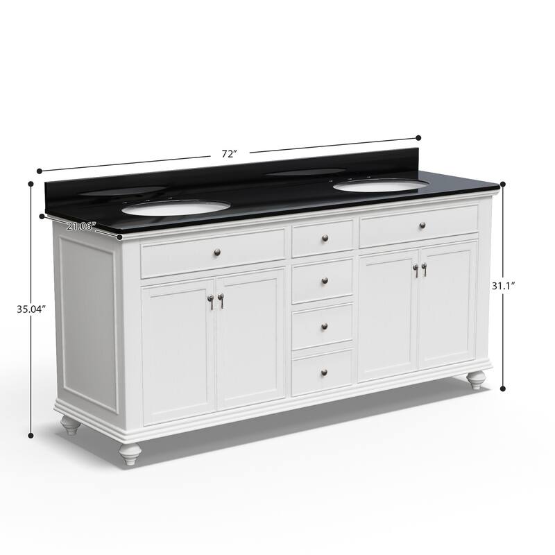 72-Inch Two-Tone Solid Wood Double Sink Bathroom Vanity – Modern Contrast Design with Ample Storage