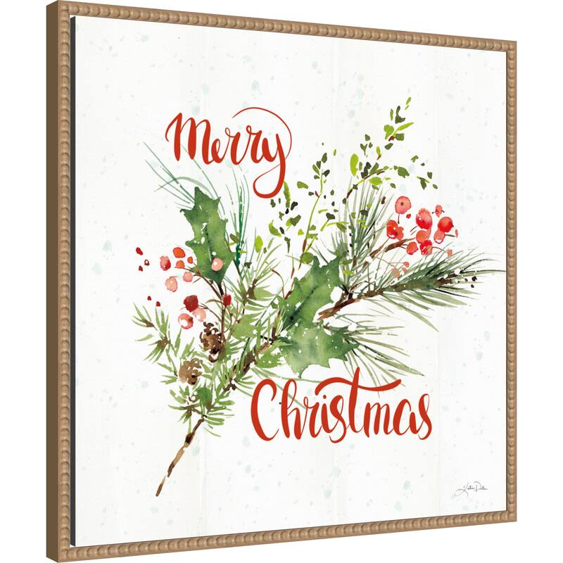 Celebrate the Season IV by Katrina Pete (22 x 22 in.), Framed Canvas Wall Art Print - Sylvie Beaded Rustic Natural
