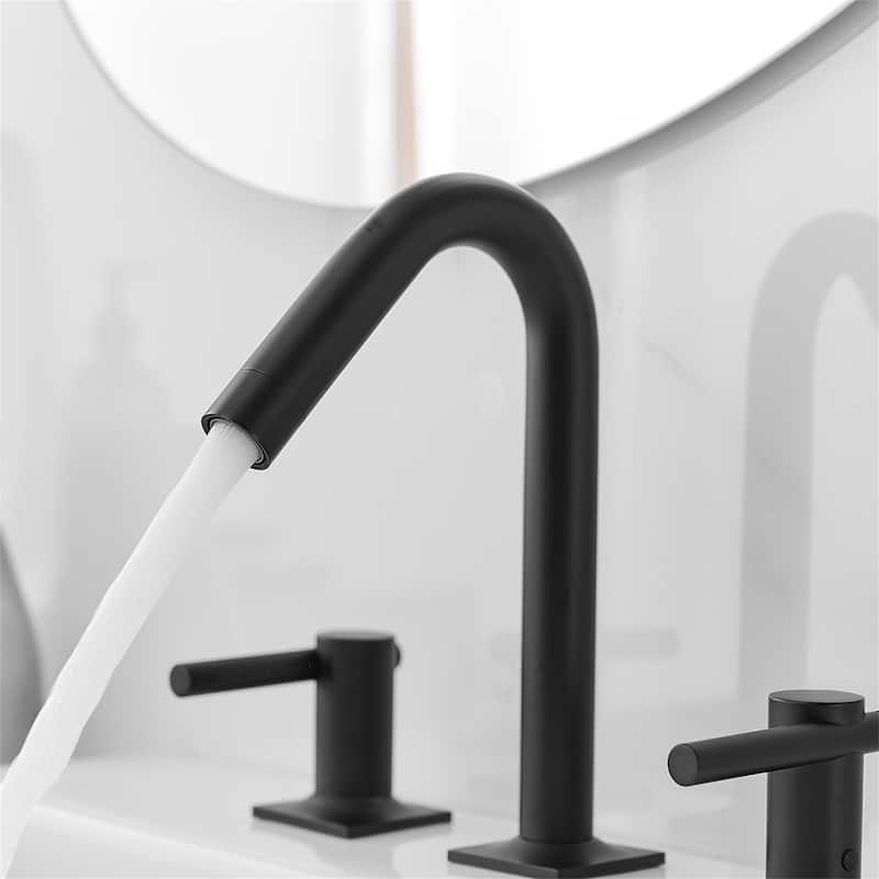 8 Inch Widespread Bathroom Sink Faucet with Drain Assembly Brass Modern 3 Hole Bathroom Basin Vanity Faucets