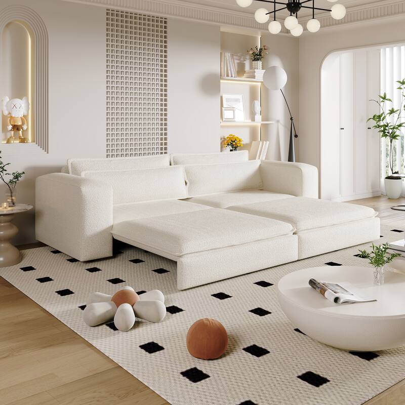 GDFStudio - Teddy 93" 3-in-1 Convertible Sleeper Sofa with 2 Lumbar Pillows