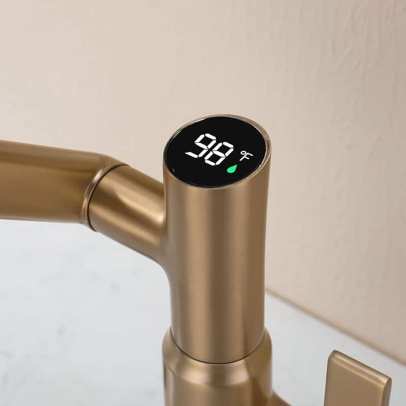 Lefton Rotatable Bathroom Faucet with Temperature Display in Fahrenheit (Batteries-Free), BF2204