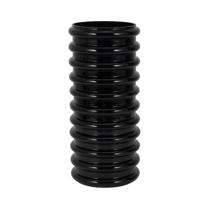 Sagebrook Home's Ribbed Texture Neutral Glass Vase - 6" x 6" x 14" - Black