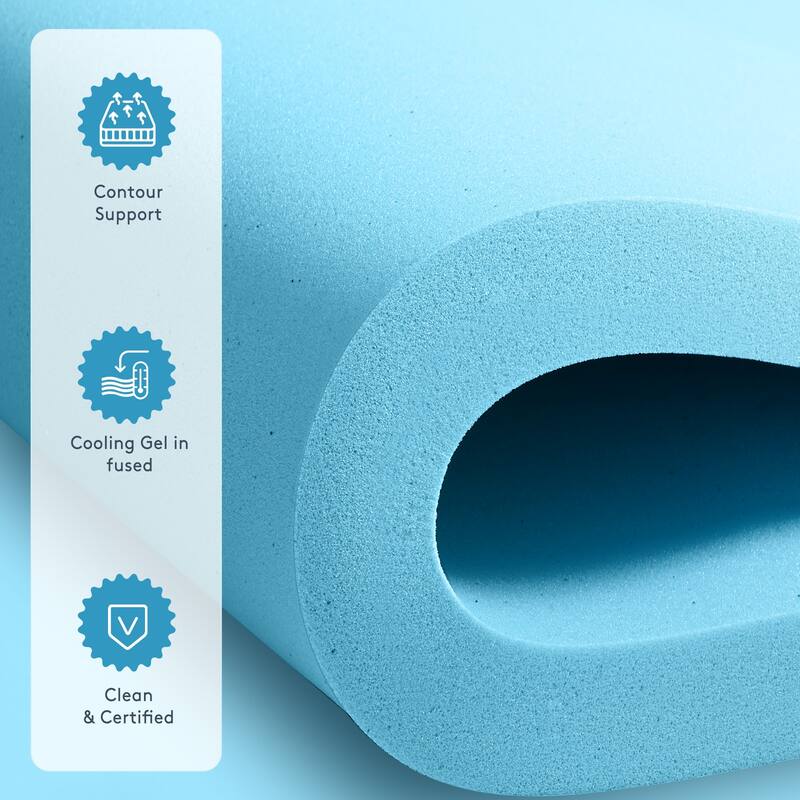 2 inch Gel Memory Foam and 2 inch Cooling Pillow Top Mattress Pad Cover - WHITE