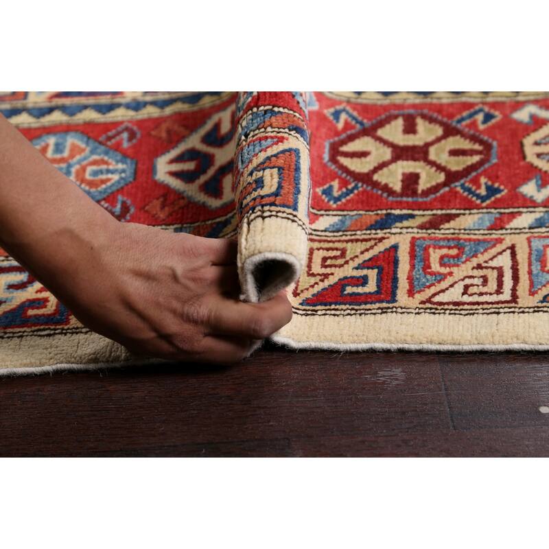 Geometric Super Kazak Oriental Vegetable Dye Area Rug Wool Handmade - 8'8" x 11'9"