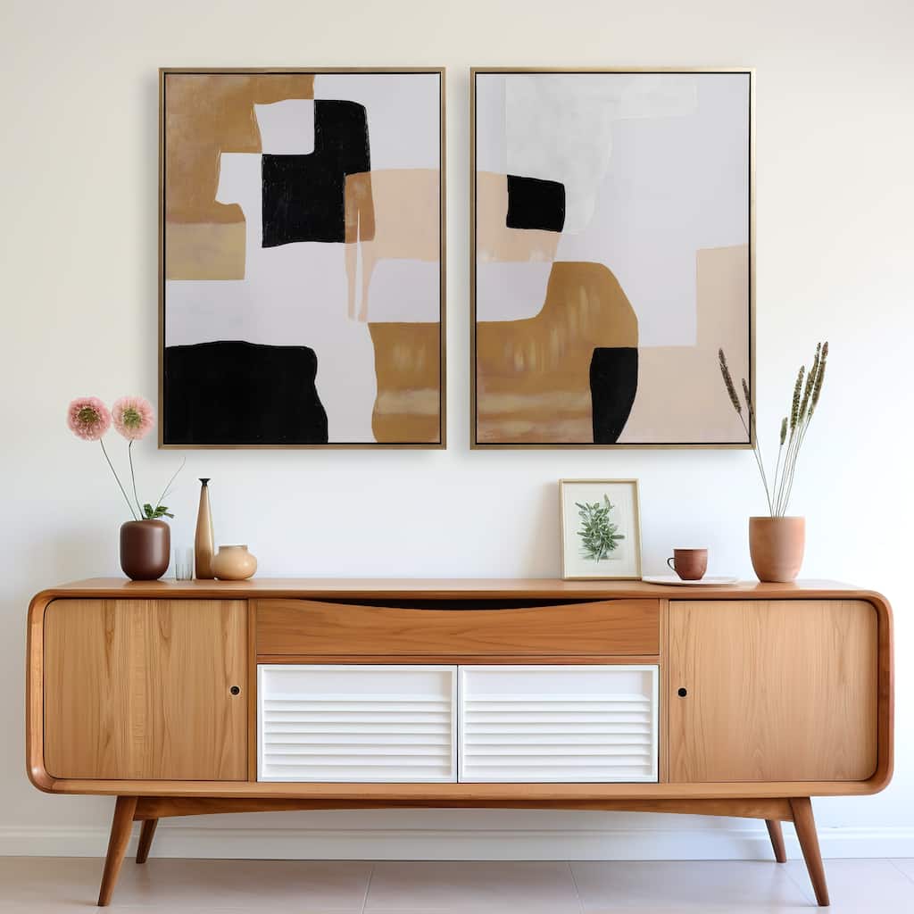 Sagebrook Home 47" H, Abstract, Hand-painted Canvas, Multicolored, Contemporary Wall Decor, Set of 2