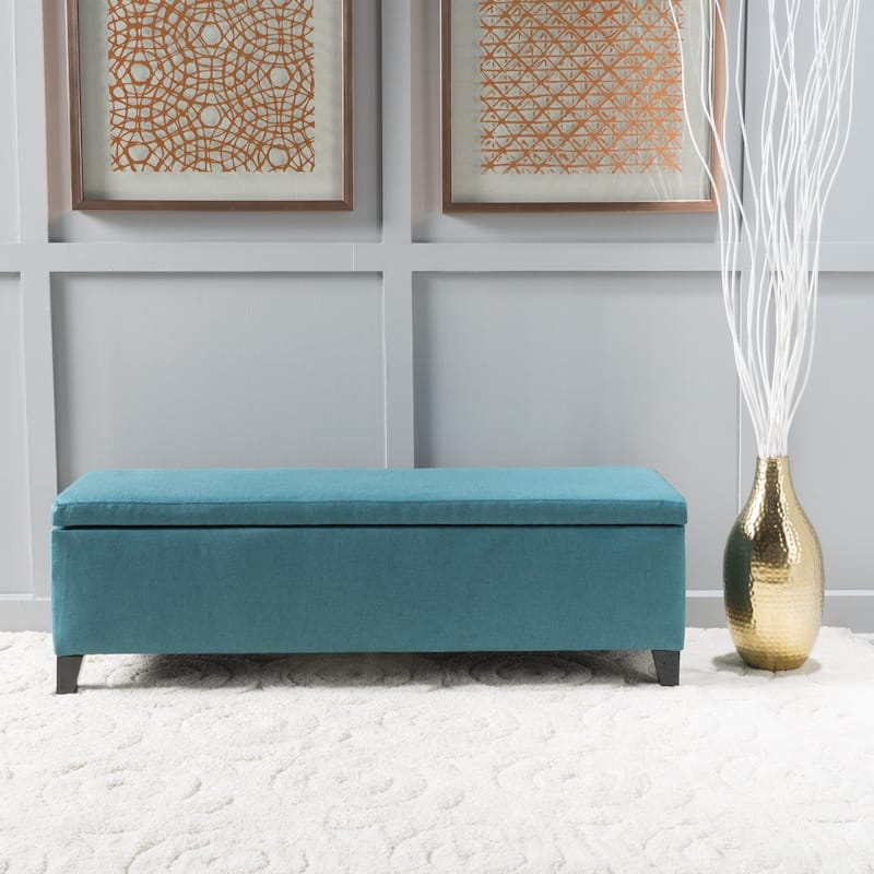 Cleo Fabric Storage Ottoman Bench by Christopher Knight Home - Teal