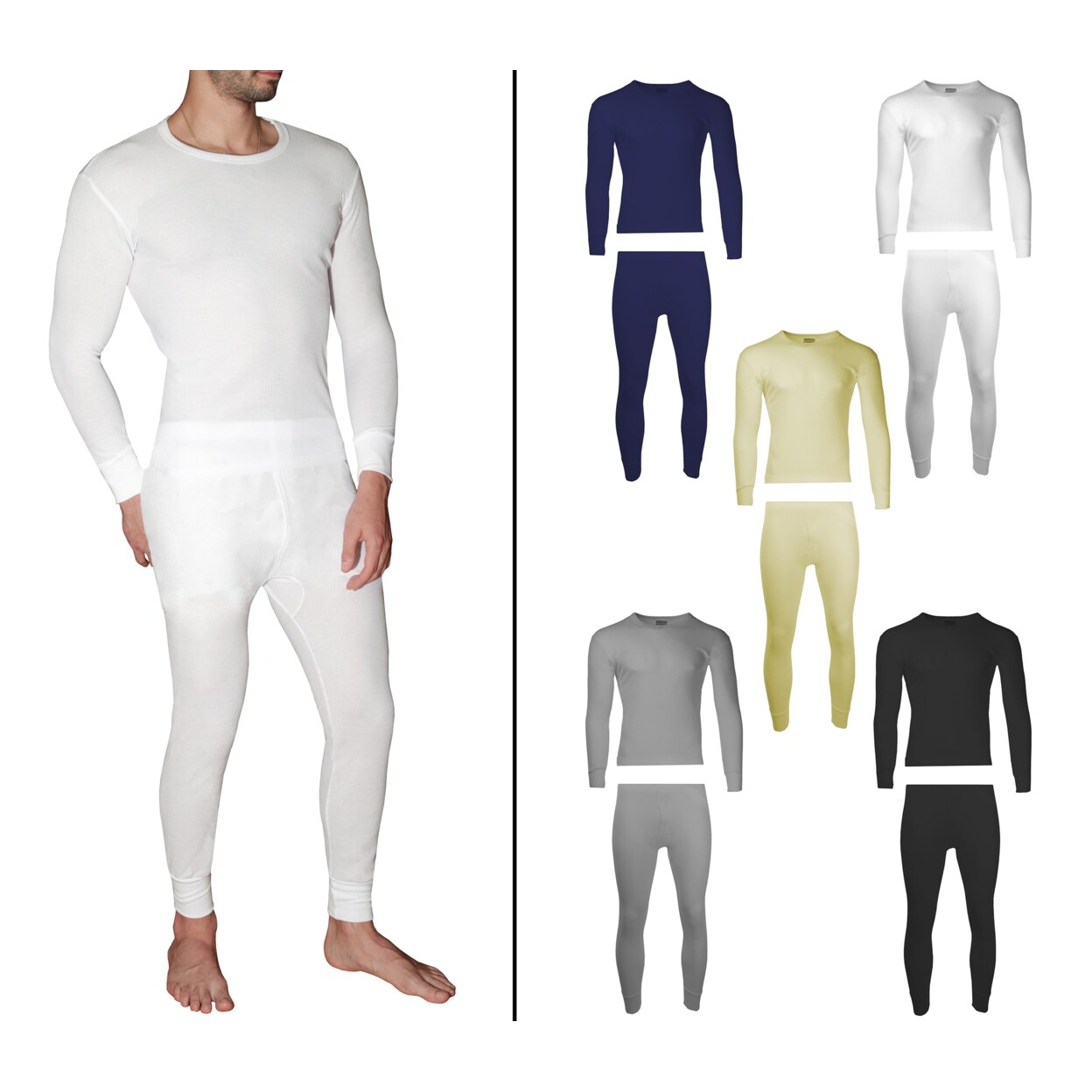 2Piece Men's Waffle Knit Thermal Underwear Set On Sale Overstock