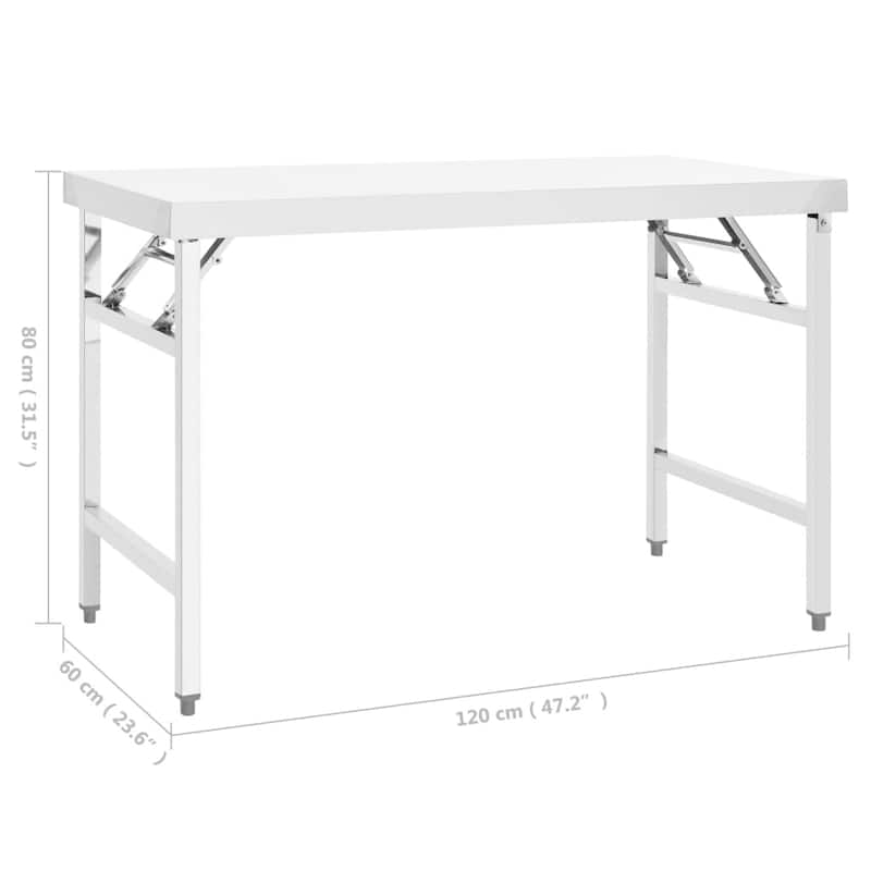 vidaXL Kitchen Work Table Hotel Prep Work Table with underhelf Stainless Steel