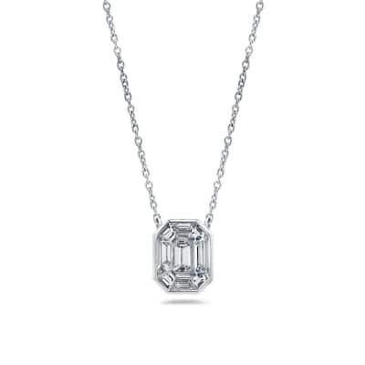 Auriya 14k Gold 1/3ctw Emerald-cut Diamond Station Necklace (G-H, VS1-VS2)