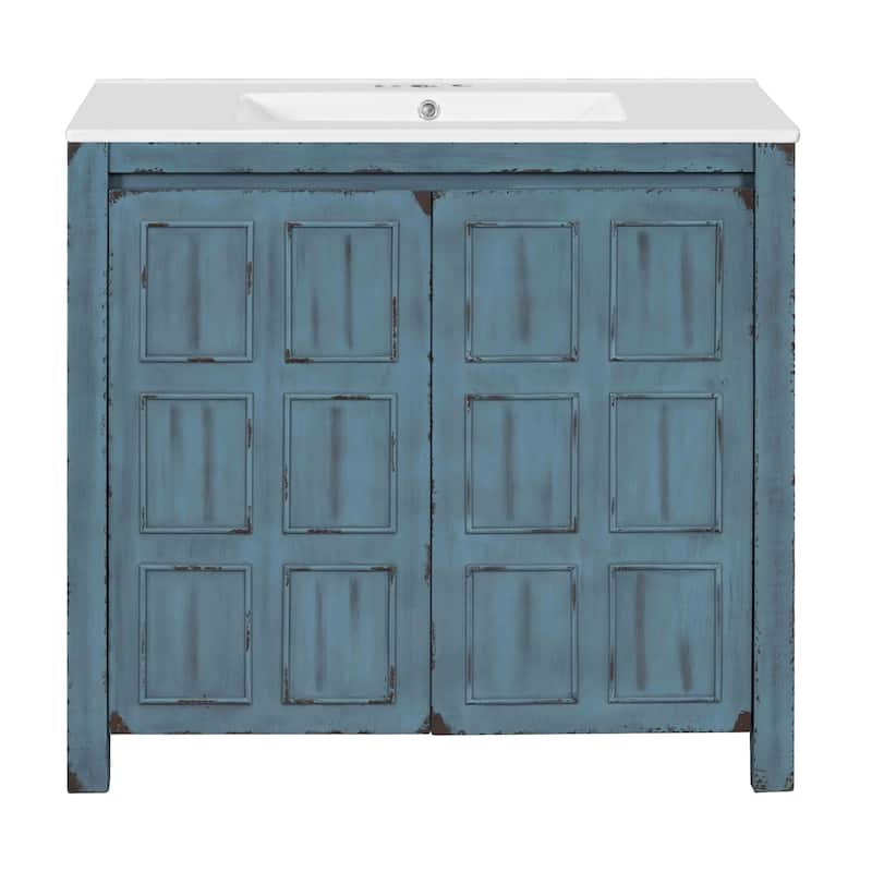 36 Inch Bathroom Vanity Bathroom Storage Cabinet with Ceramic Basin