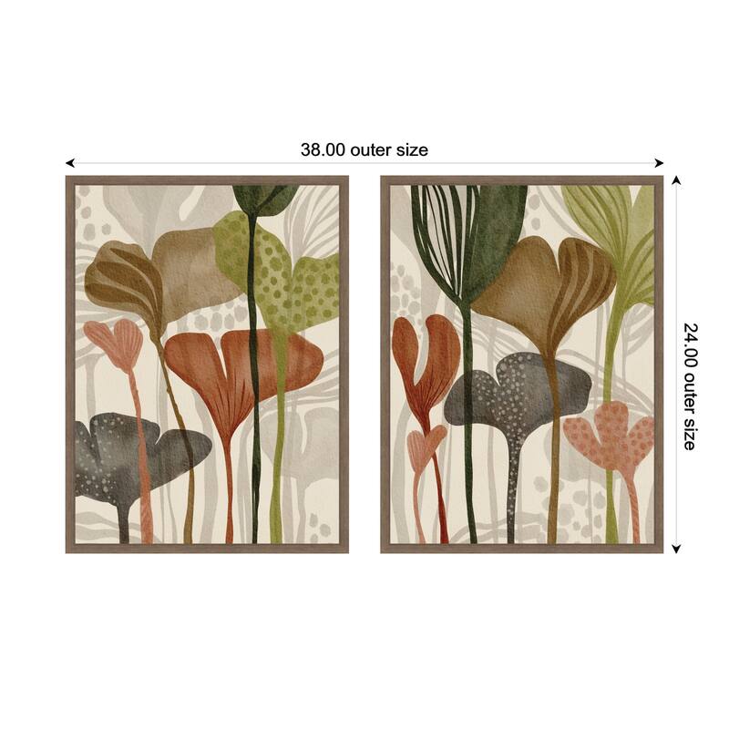 Kate and Laurel Earthen Botanicals 2 Piece Framed Canvas Wall Art Set by Nikita Jariwala