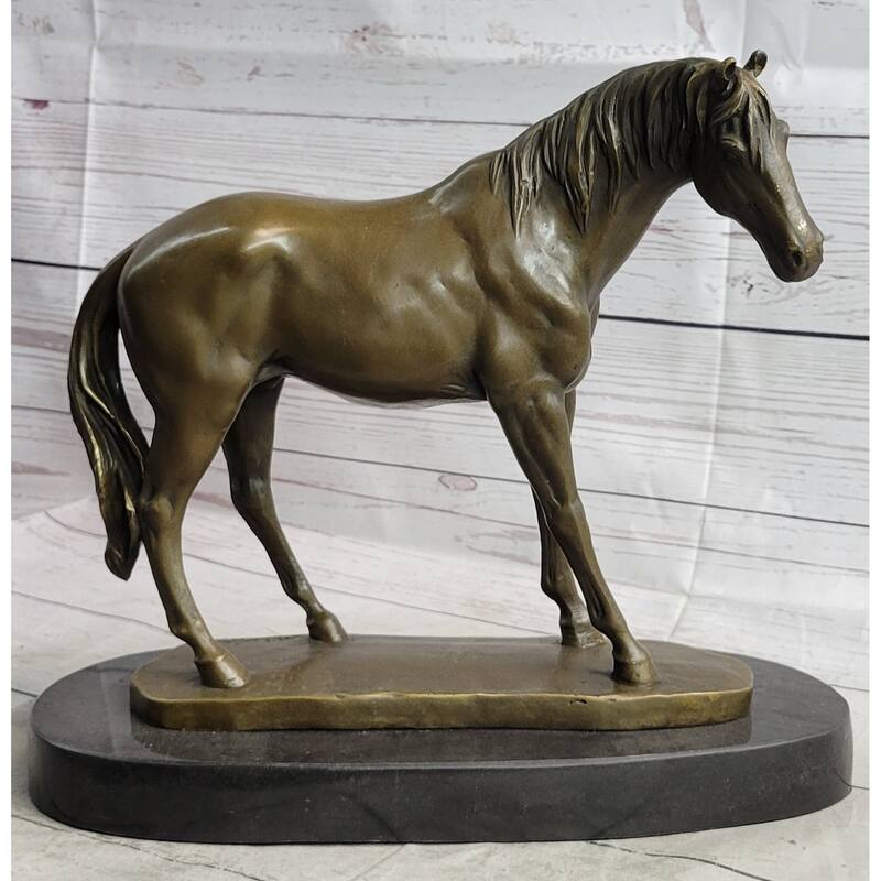 Arabian Horse Mare Bronze Figure Sculpture Statue Equestrian Decor On Marble Base
