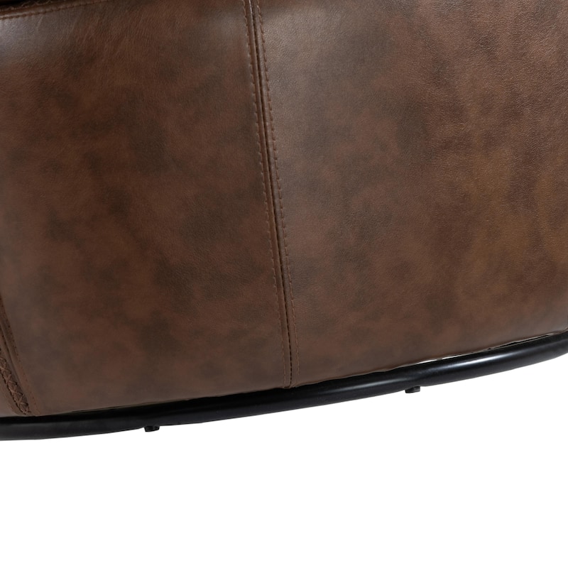 Faux Leather Swivel Barrel Accent Chair for Living Room