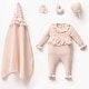 preview thumbnail 1 of 1, Newborn Baby Girl Homecoming First Outfit Knitwear with Lace and Bow Details Pink