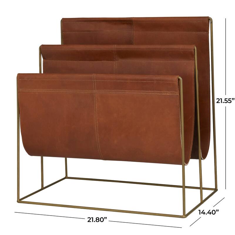 Leather Modern Magazine Holder - 22 x 21 x 14