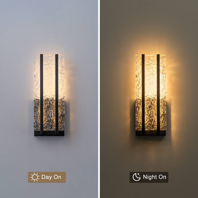 Black Metal Rectangular Water Pattern LED Dimmable Wall Sconce