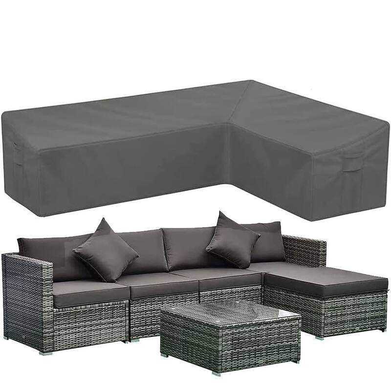 Patio Sectional Sofa Cover Heavy Duty Waterproof - 104"x83"(L-Shaped-Right Facing)