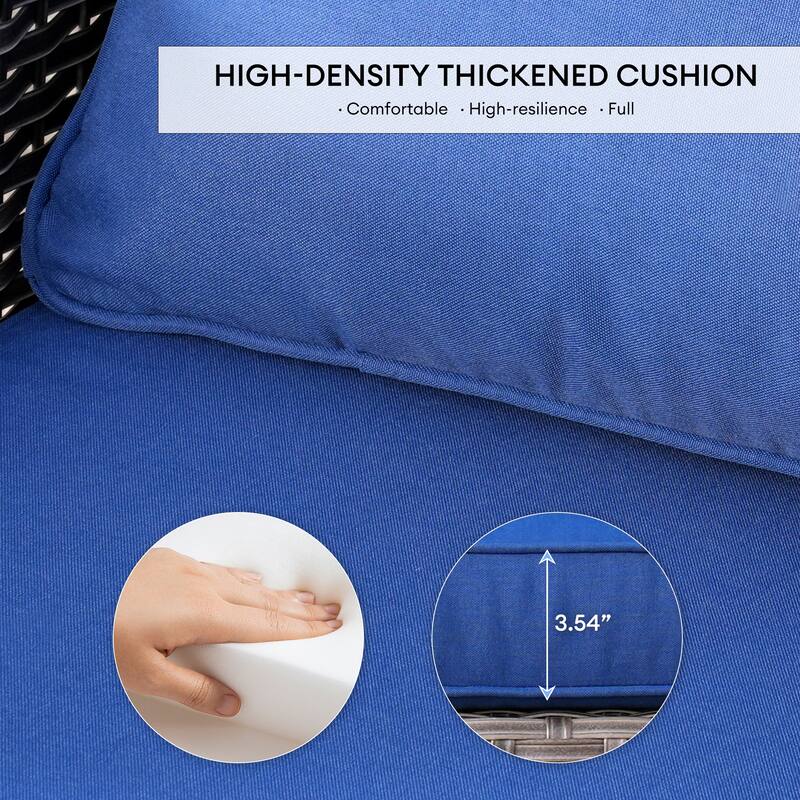 OVIOS 9-piece Patio Wicker Swivel Chair Set With 30" Fire Pit