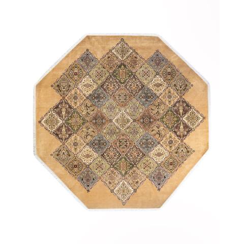 Overton One-of-a-Kind Hand-Knotted Traditional Oriental Mogul Yellow Area Rug - 9' 1" x 9' 1"
