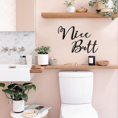 Nice Butt Metal Wall Decor - Funny Bathroom Wall Art,