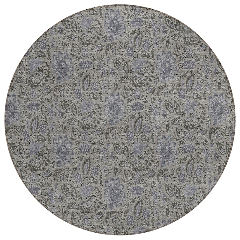 Machine Washable Indoor/ Outdoor Chantille Casual Floral Rug