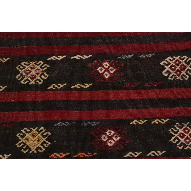 Hand Woven Oriental 100% Wool Carpet Southwestern Tribal Red Kilim Area Rug - 9' 9'' X 5' 11''