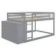 preview thumbnail 38 of 58, Wooden Floor Bunk Bed Frame with Storage Drawers, 3 Shelves, Full-length Guardrail and Reversible Ladder for Kids, Teens