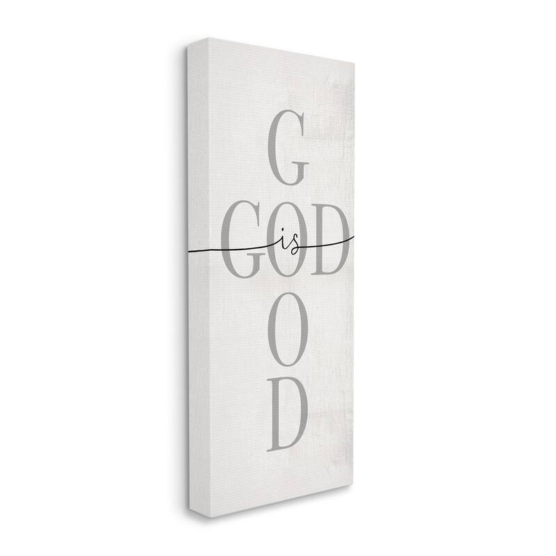 Stupell God Is Good Phrase Faith Based Cross Typography Canvas Wall Art - 10 x 24