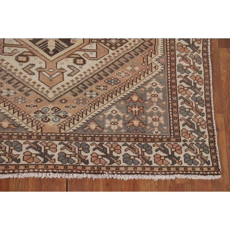 Distressed Bakhtiari Vintage Persian Area Rug Handmade Wool Carpet - 5'1" x 10'1"