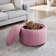 preview thumbnail 17 of 55, 30" W Round Velvet Upholstered Storage Ottoman with Flip Top Tray Pink