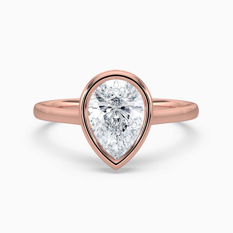 Auriya 14k Gold Lab Grown Pear Diamond Bezel Unique Hidden Halo Engagement Ring 1.00 to 5.00 ct. tw. (F-G, VS) - 7 - 1.50 carats - Rose