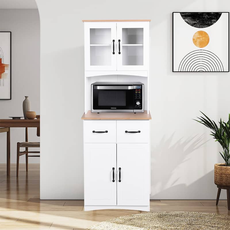 70" Tall Kitchen Pantry, Storage Cabinet with Countertop - 23.62"Lx15.75"Wx66.9"H