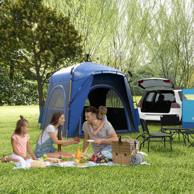Camping Tents 4 Person Pop Up Tent Quick Setup Automatic Hydraulic Family Travel Tent Windows, Doors Carry Bag Included