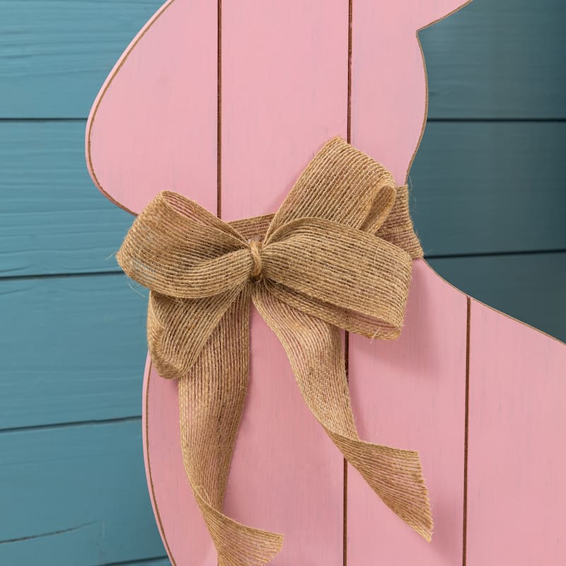 Glitzhome Easter Wooden Bunny Porch Decor Standing Rabbit Sign Decoration