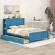 preview thumbnail 13 of 34, Grey Full Platform Bed with Drawers, Storage Shelves, Headboard & Footboard