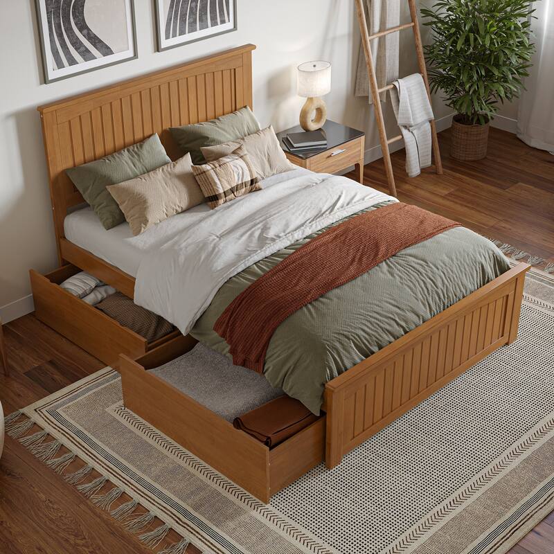 AFI Nantucket Platform Bed with Matching Footboard & Storage Drawers