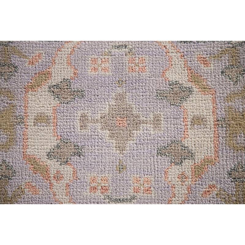 Floral Grey Oushak Runner Rug Hand-knotted Wool Carpet - 2'7"x 7'10"