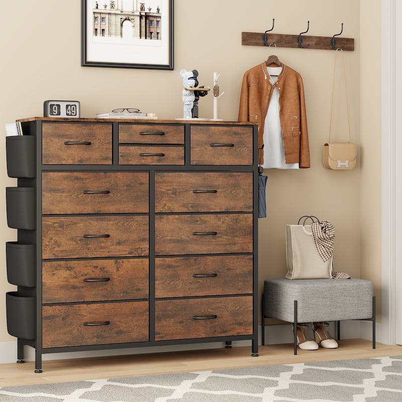 12 Drawer Dresser Fabric Tall Dressers for Bedroom Chest of Drawers