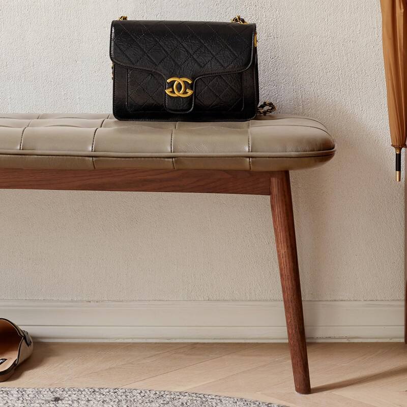 Dining Bench Table Bench for Living Room With Leather Cushion