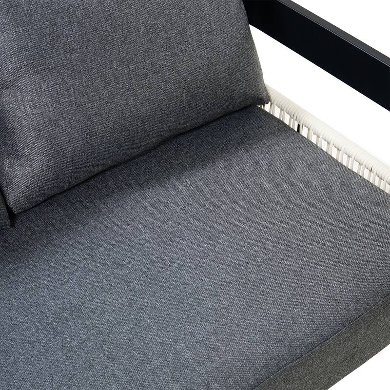 Modular Outdoor Sofa Set with PE Wicker & WPC Table, Rust-Proof Frame