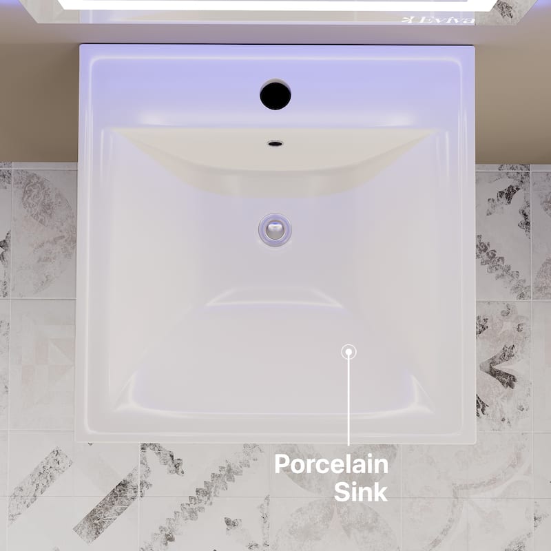 Eviva Petite 24"W x 18"D Bath Vanity with White Porcelain Countertop
