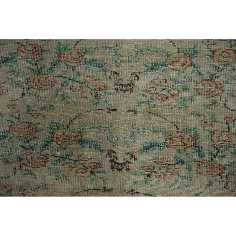 Hand Knotted Oriental 100% Wool Carpet Transitional Floral Beige & Ivories Anatolian Area Rug - 9' 2'' X 5' 7''