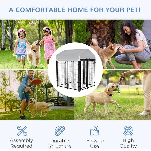 WhizMax 8x4x6FT Large Dog Kennel,Heavy Duty Dog Cage With Roof,Dog