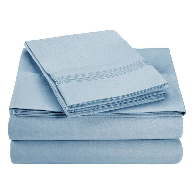 Superior Embroidered Microfiber Deep Pocket Bed Sheet Set