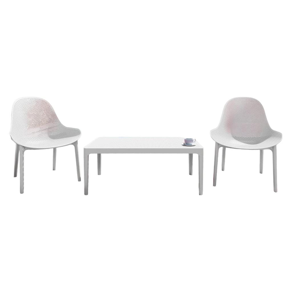 3-Piece White Patio Lounge Set 39.5"