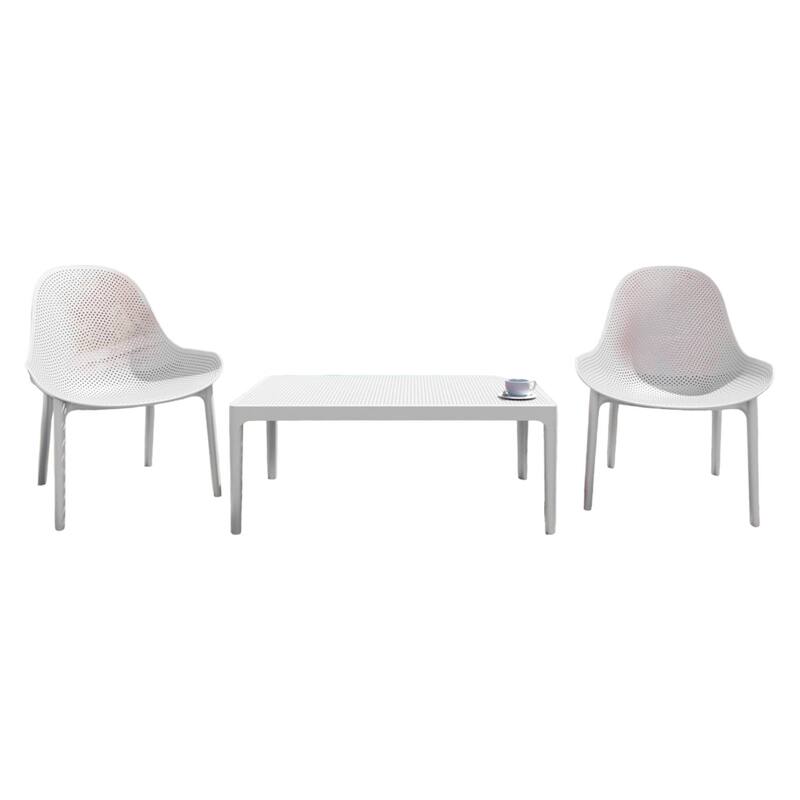 3-Piece White Patio Lounge Set 39.5"