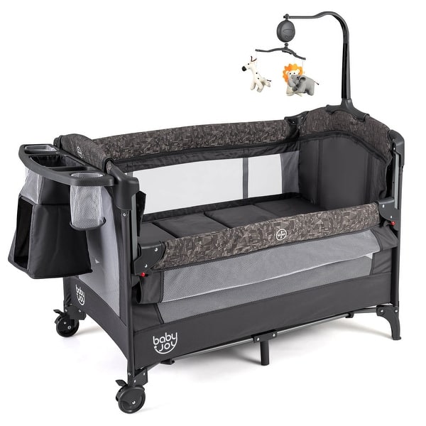 slide 2 of 12, Costway 4-in-1 Adjustable Baby Bedside Sleeper with Bassinet Mattress - as pic shows - See Details as pic shows - See Details - Metal
