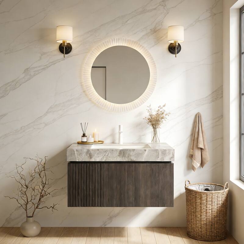 Floating Bathroom Vanity with 1 Pre-drilled Faucet Holes - 36 - Espresso